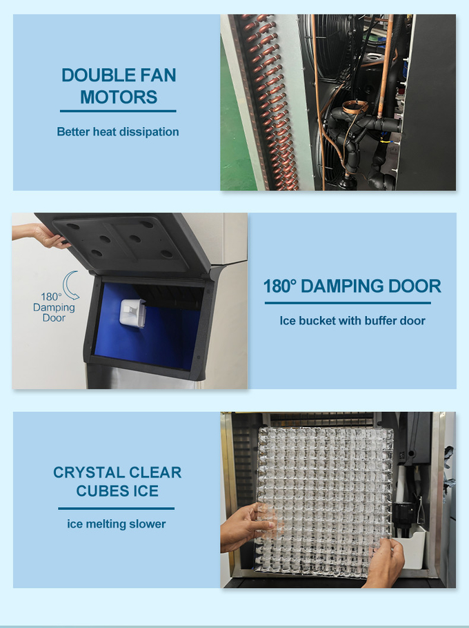 200kg / 24H Ticari Ice Cube Maker Buz Makinesi Makinesi Otel Kullanımı için Otomatik Buz Makineleri 2