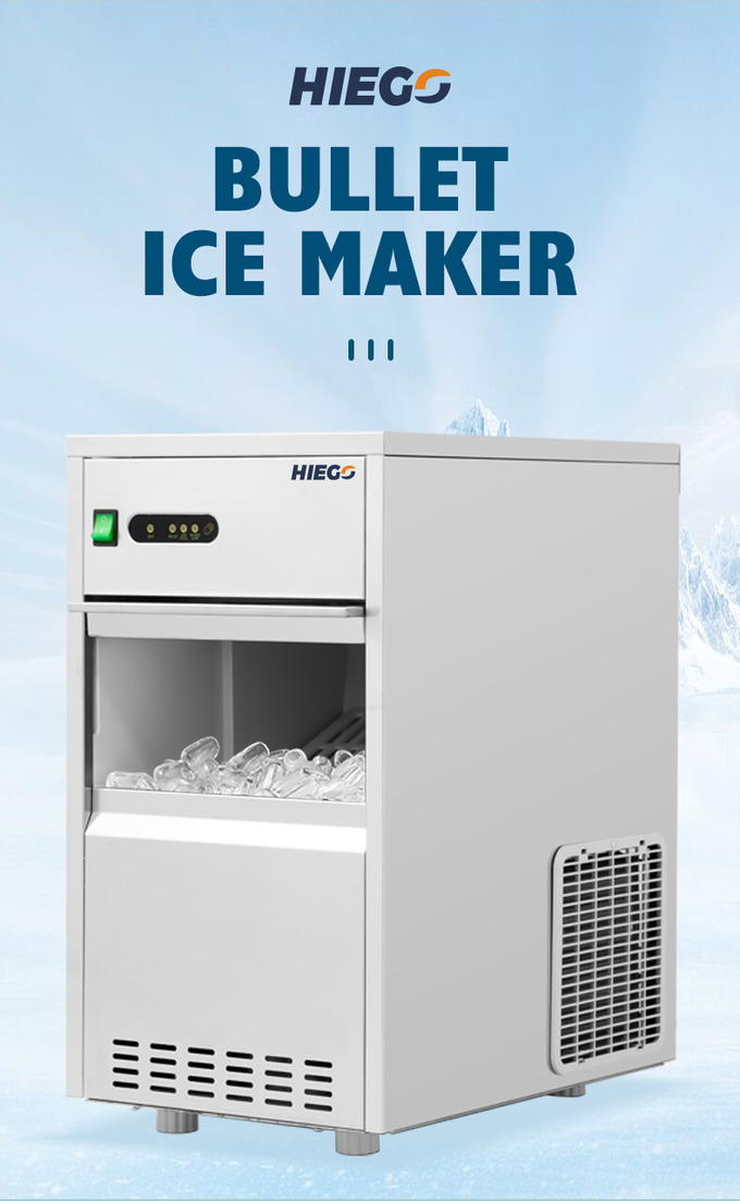50kg Açık Pelet Buz Makinesi R134a Paslanmaz Çelik Mermi Şekli Buz Küpü Makinesi 0