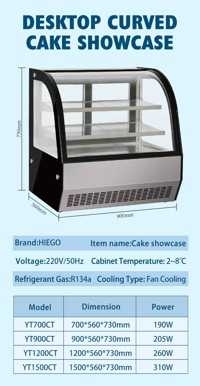 50-60hz Kek Teşhir Vitrini Buzdolabı Standı Tezgahüstü Kek Vitrini 7