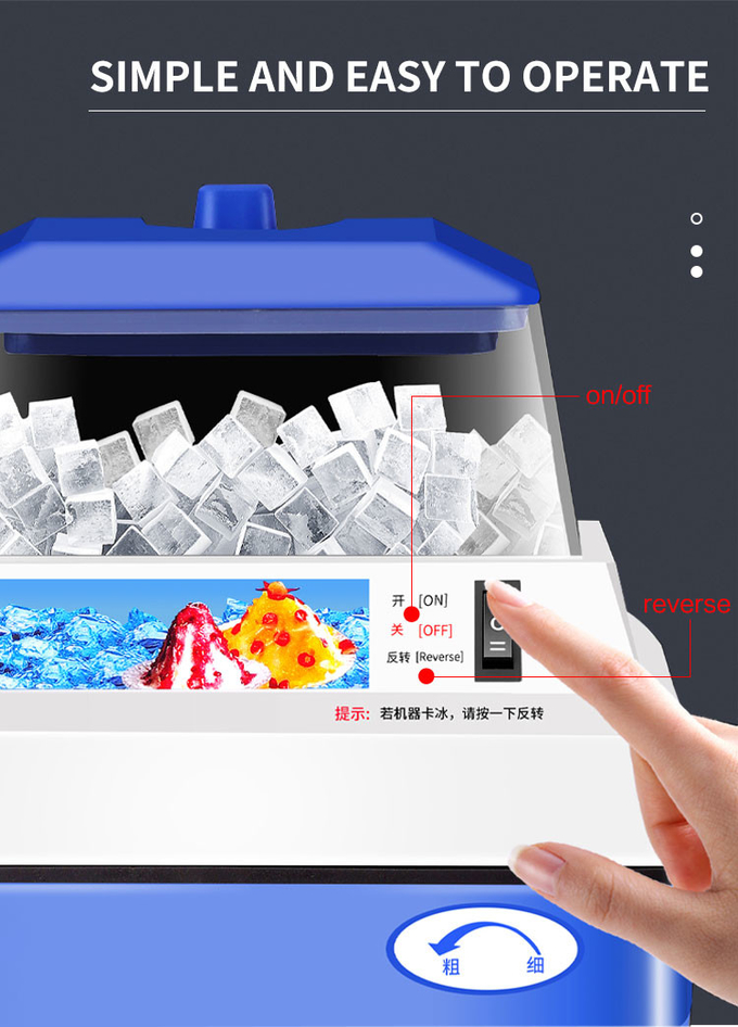 Ayarlanabilir Buz Dokulu 300w Ticari Elektrikli Buz Tıraş Makinesi Masaüstü 5kgs Ev İçin Tıraşlı Buz Makinesi 4